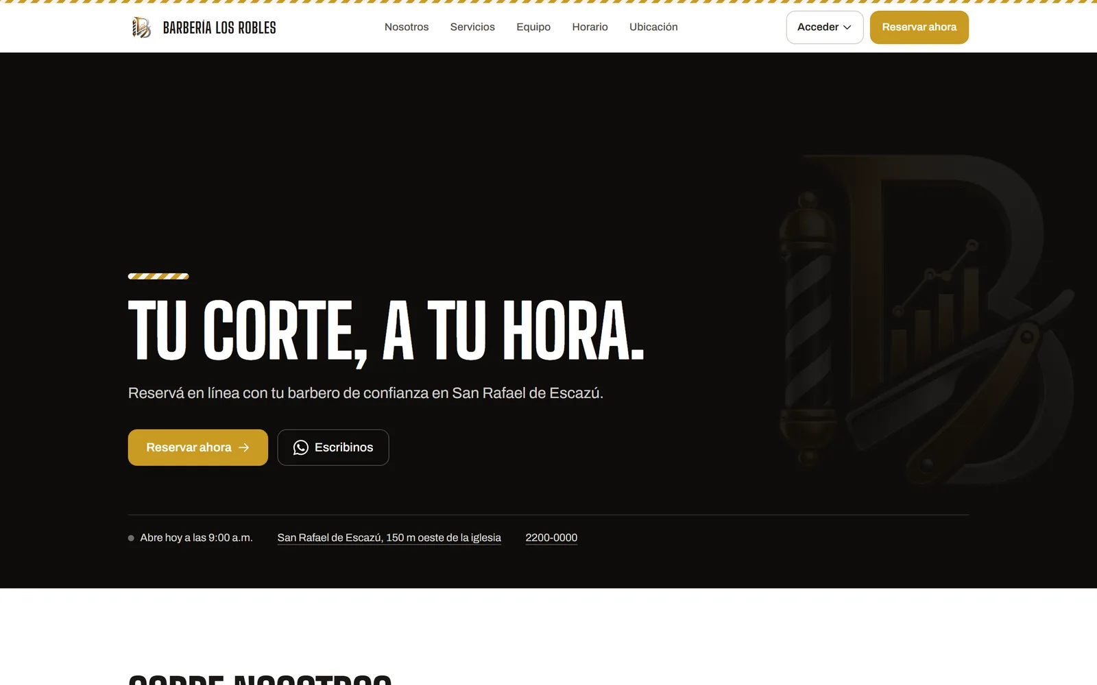 Página web pública de la barbería.