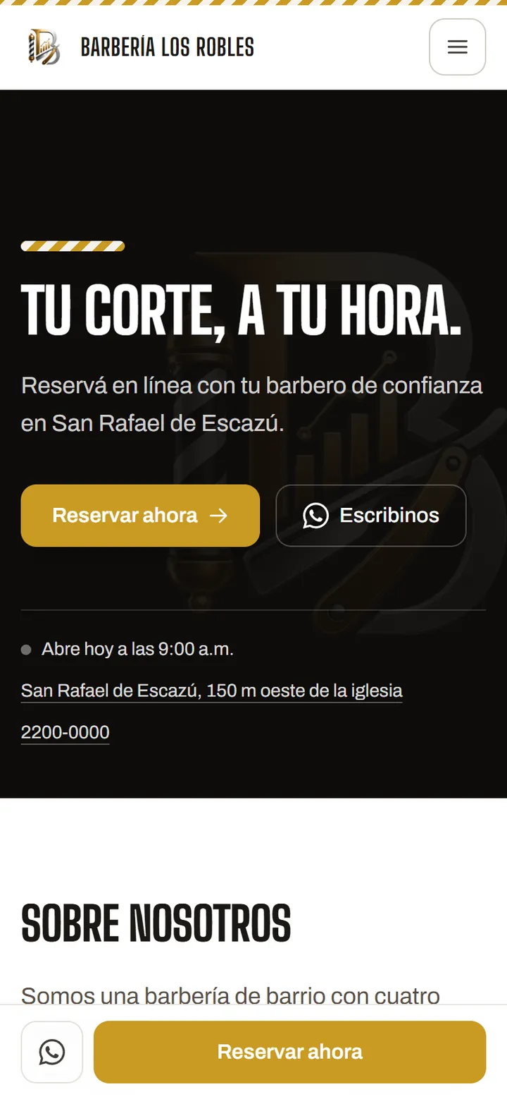 La misma página en un celular.